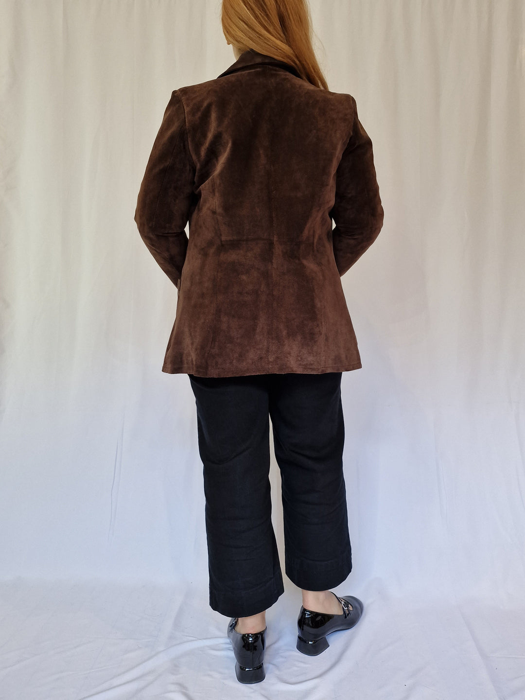 Vintage 90s Dark Brown Genuine Suede Leather Blazer Style Jacket - XS/S