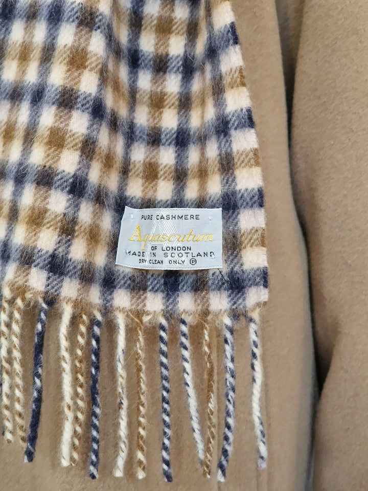 Vintage Aquascutum Check 100% Cashmere Scarf