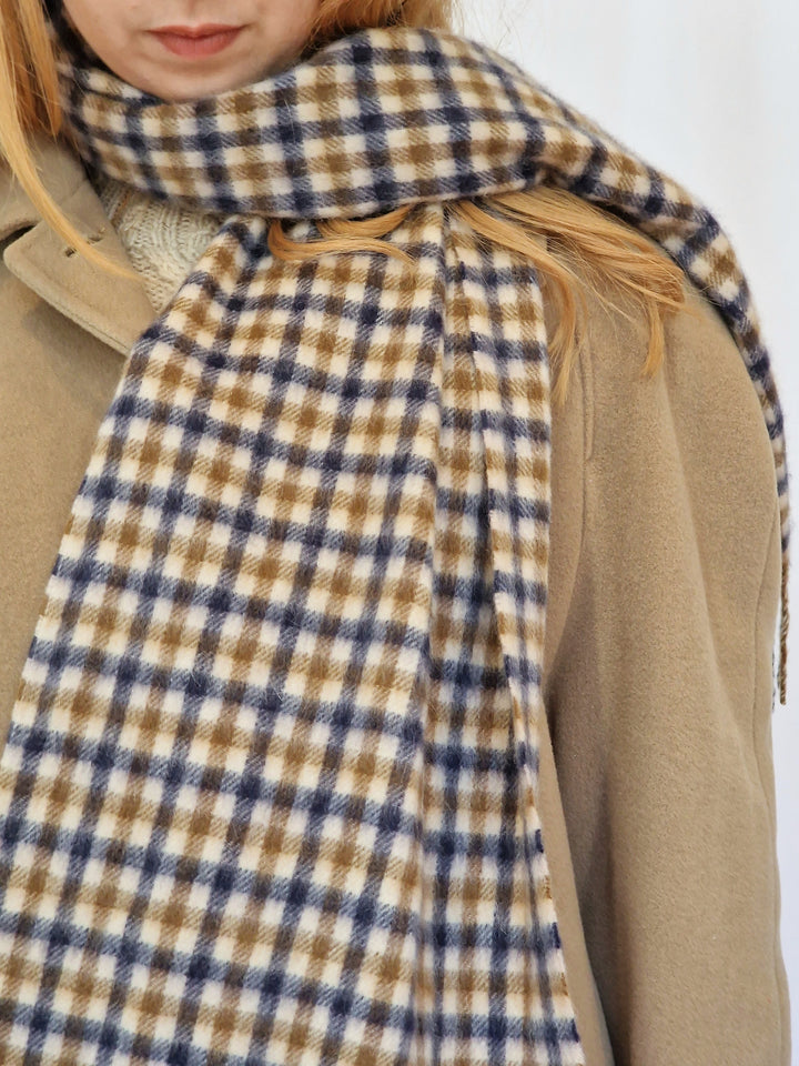 Vintage Aquascutum Check 100% Cashmere Scarf