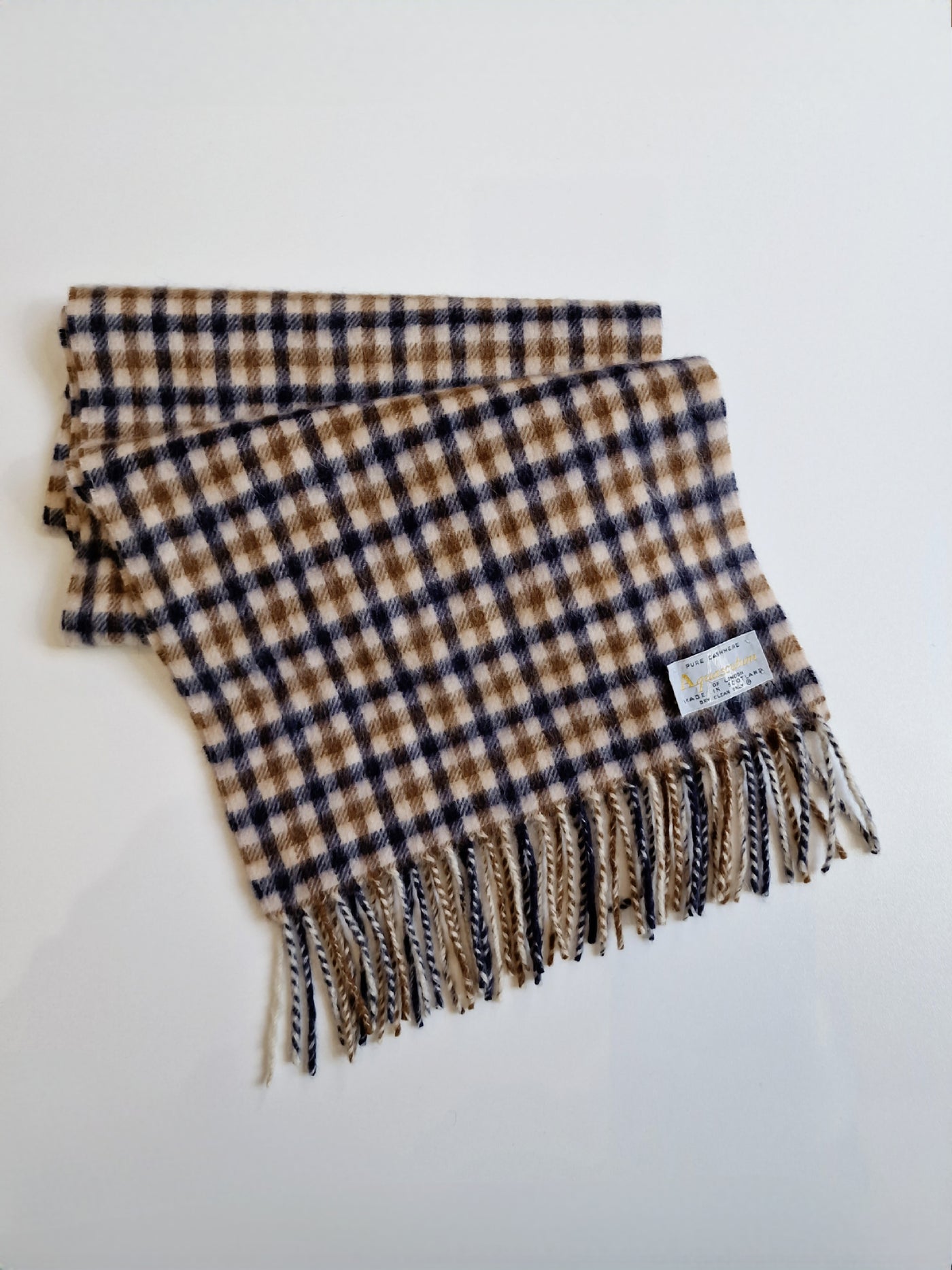 Vintage Aquascutum Check 100 Cashmere Scarf TORN vintage