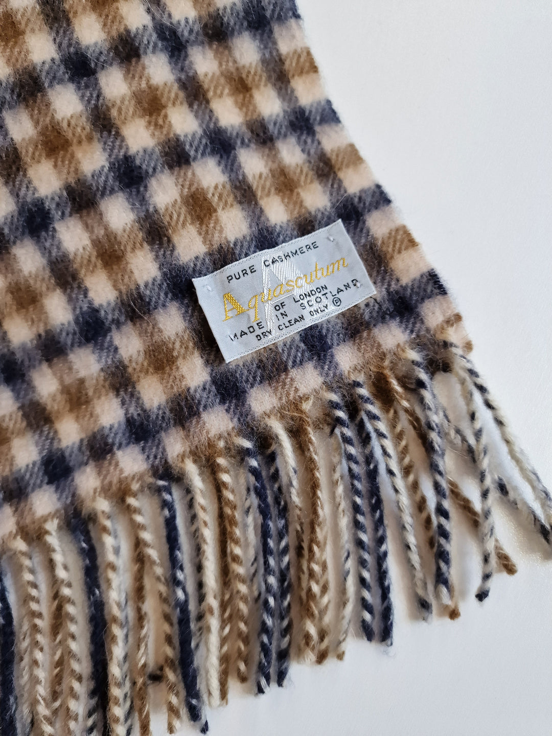 Vintage Aquascutum Check 100% Cashmere Scarf