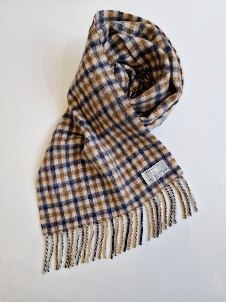 Vintage Aquascutum Check 100% Cashmere Scarf