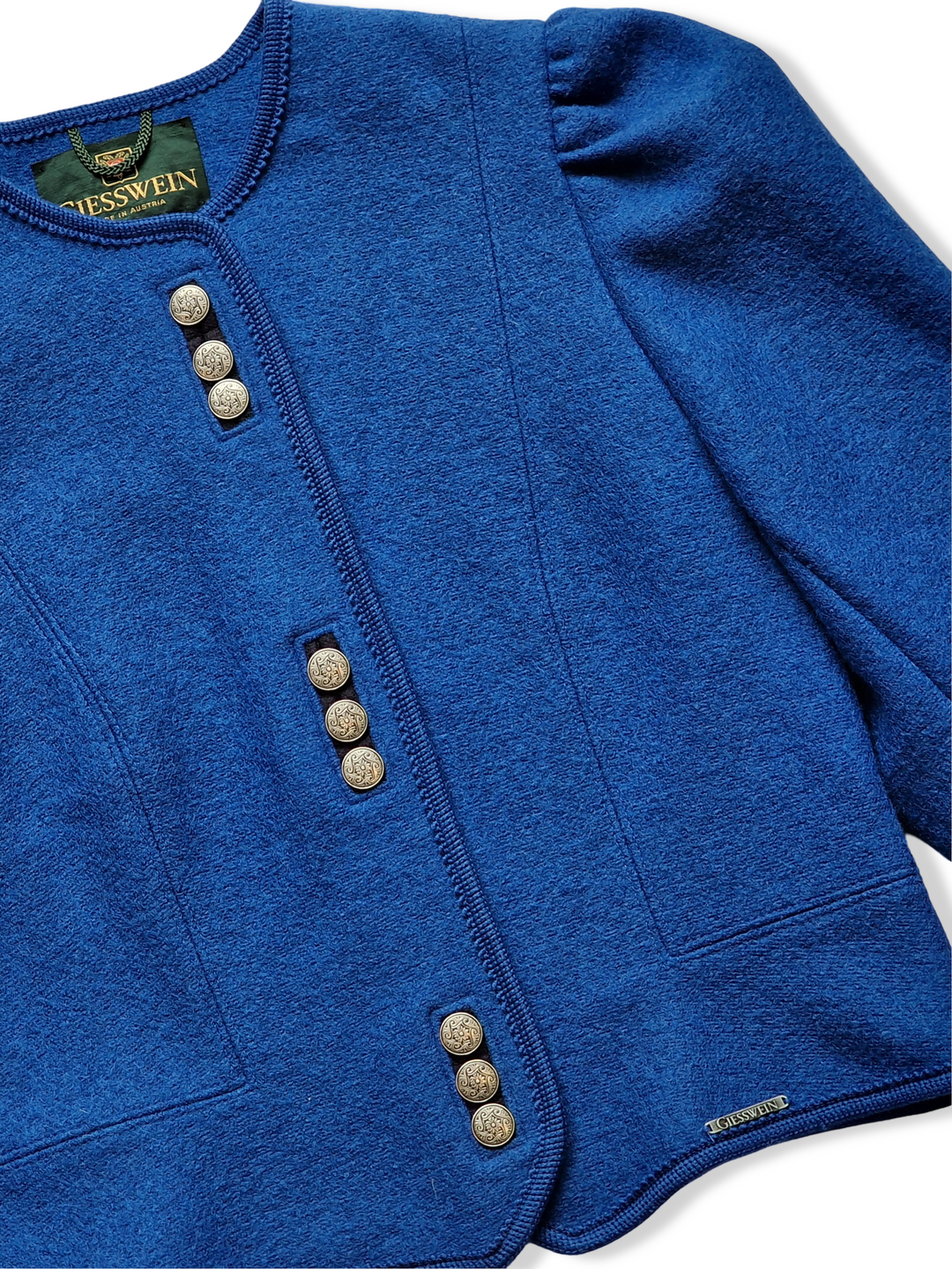 Vintage Austrian Cobalt Blue Pure Wool Cardigan - S