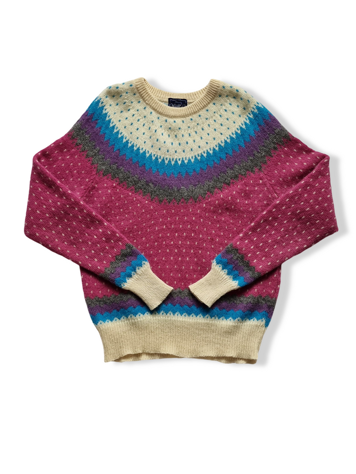 Vintage Colourful Pure Wool Fair Isle Knit Jumper - L