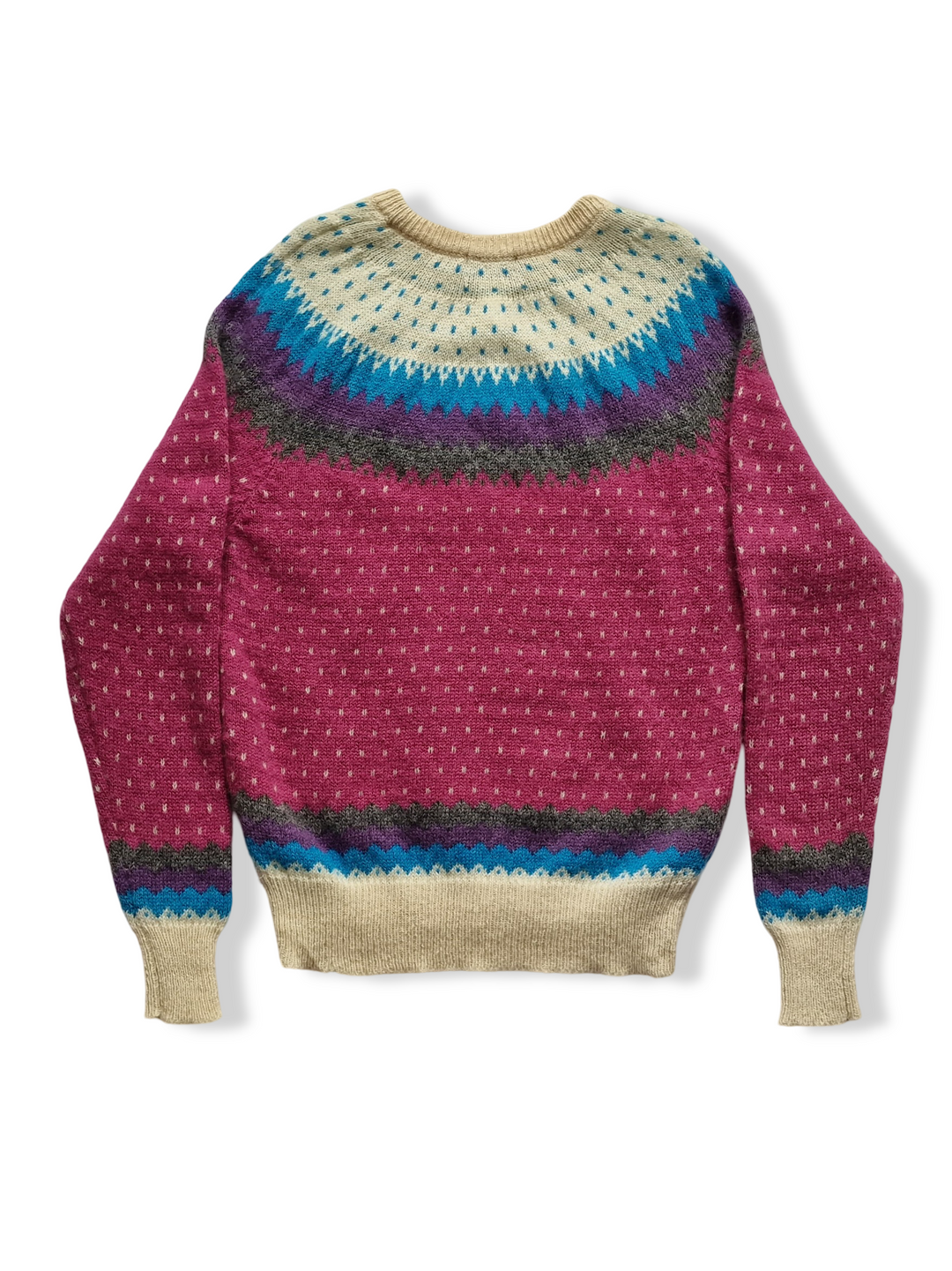 Vintage Colourful Pure Wool Fair Isle Knit Jumper - L