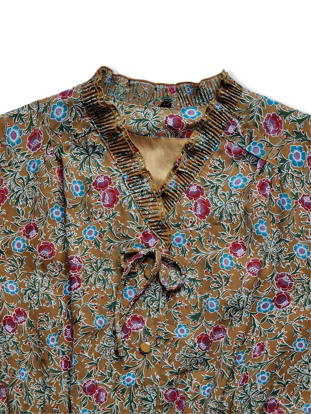 Vintage Mustard Coloured Floral Dress - S/M