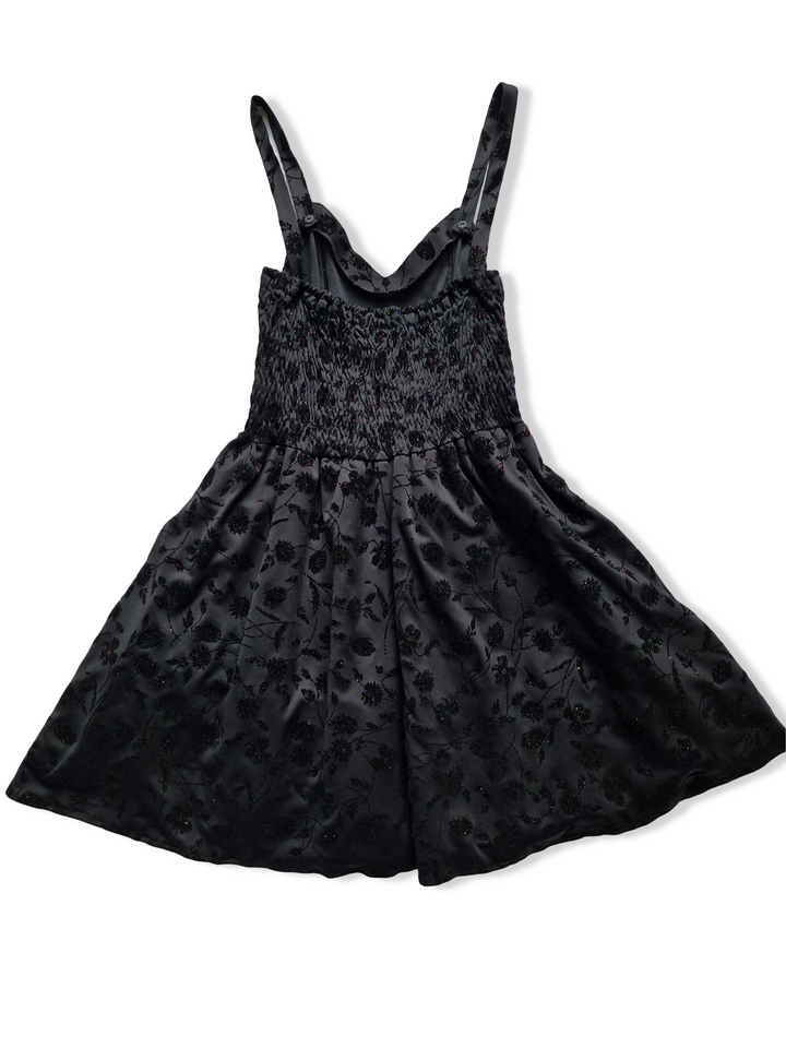 Vintage Black Floral Sparkly Dress - S