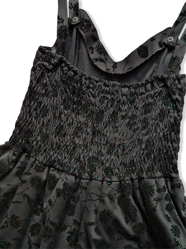 Vintage Black Floral Sparkly Dress - S