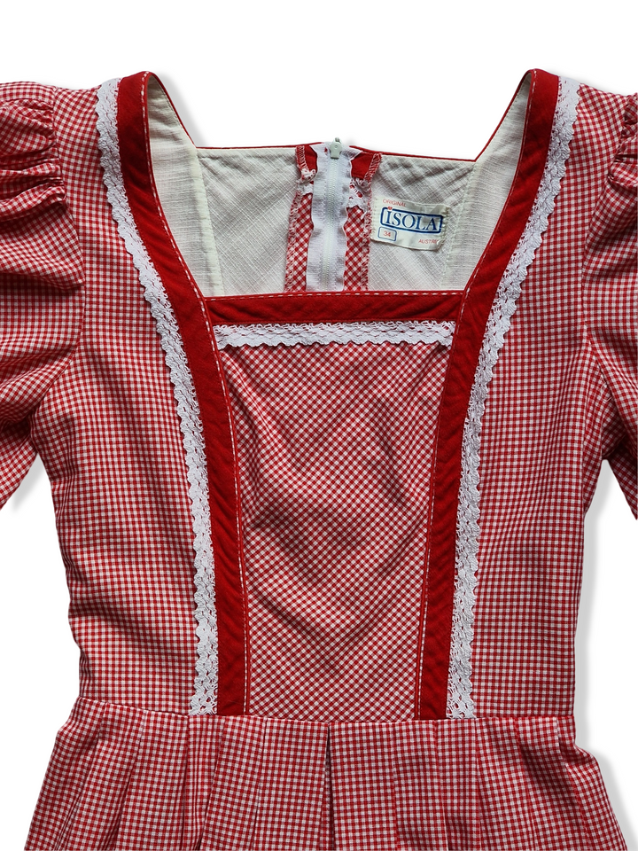 Vintage Austrian Red and White Gingham Dress - XS