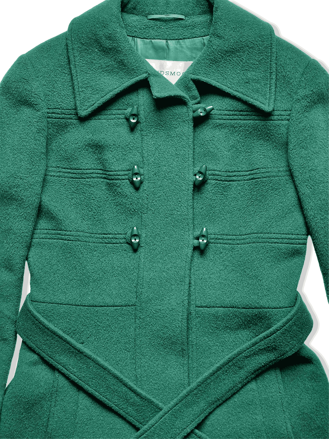 Vintage 70s Turquoise Green Pure Wool Coat - XS