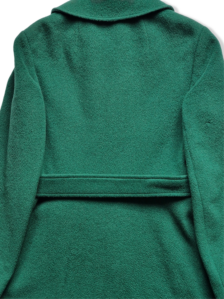 Vintage 70s Turquoise Green Pure Wool Coat - XS