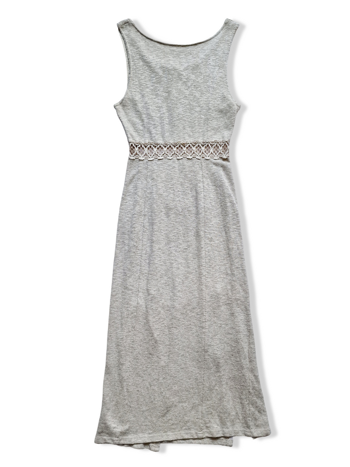 Vintage Beige Sleeveless Knitted Midi Dress - S