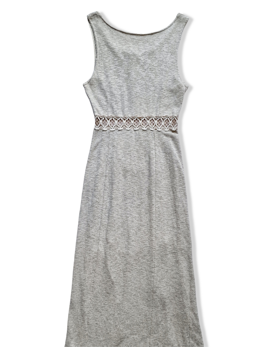 Vintage Beige Sleeveless Knitted Midi Dress - S