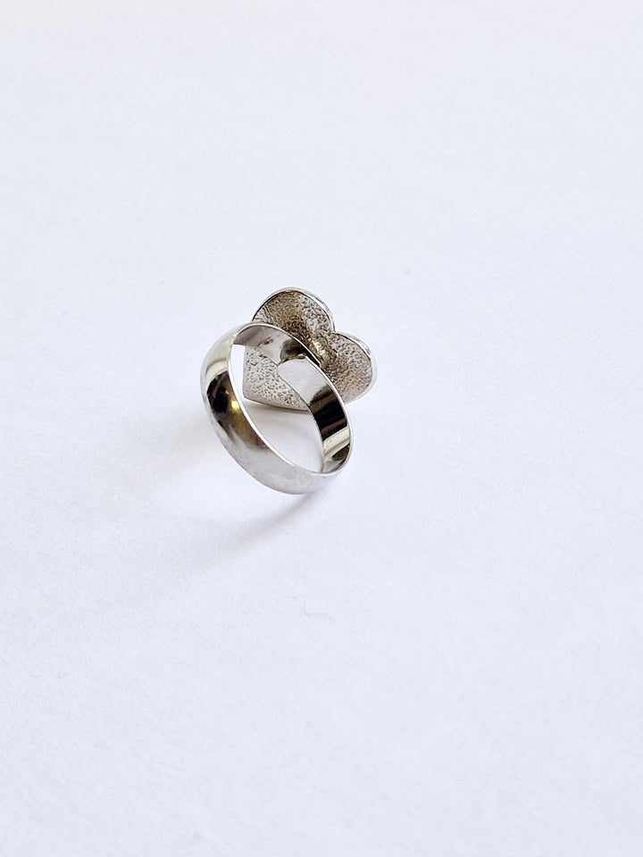 Vintage Silver Plated 'Amor' Heart Ring