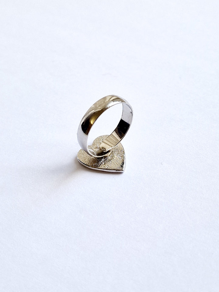 Vintage Silver Plated 'Amor' Heart Ring