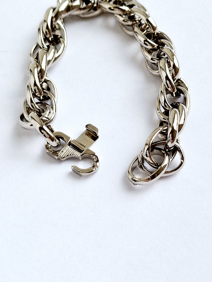 Vintage Silver Plated Twist Cable Chain Bracelet