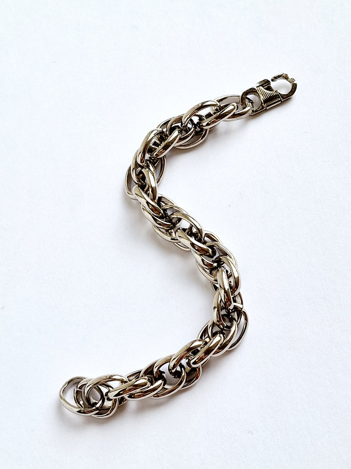 Vintage Silver Plated Twist Cable Chain Bracelet