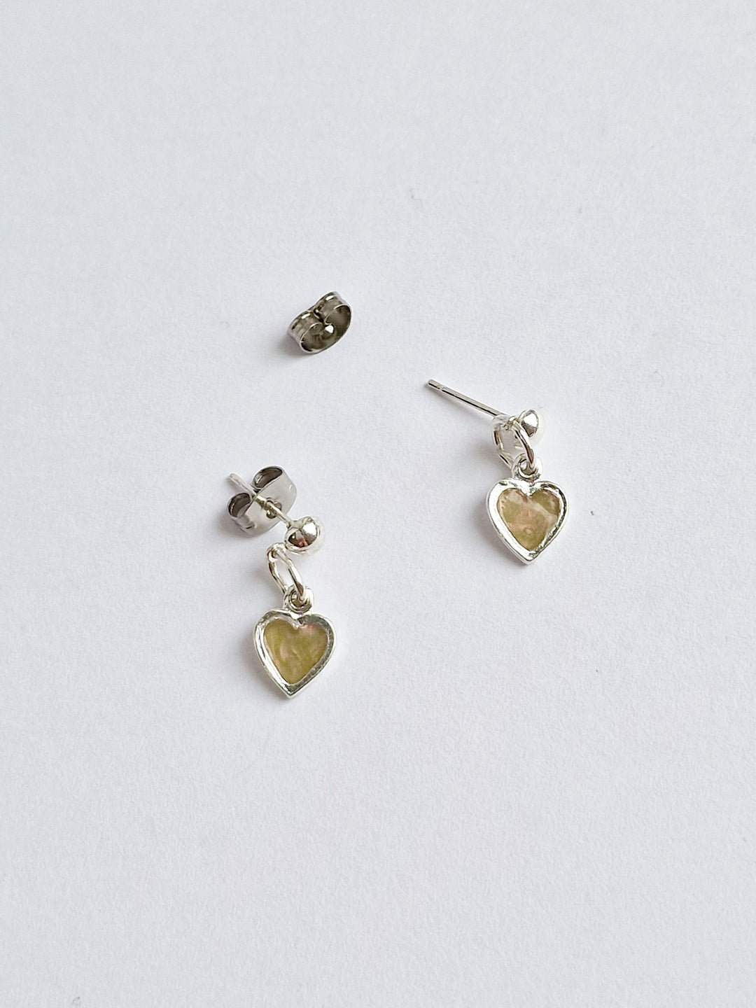 Vintage Silver Plated Mini Heart Drop Earrings