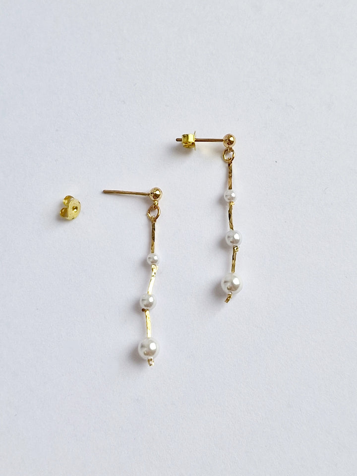 Vintage Gold Plated Drop Pearl Earrings