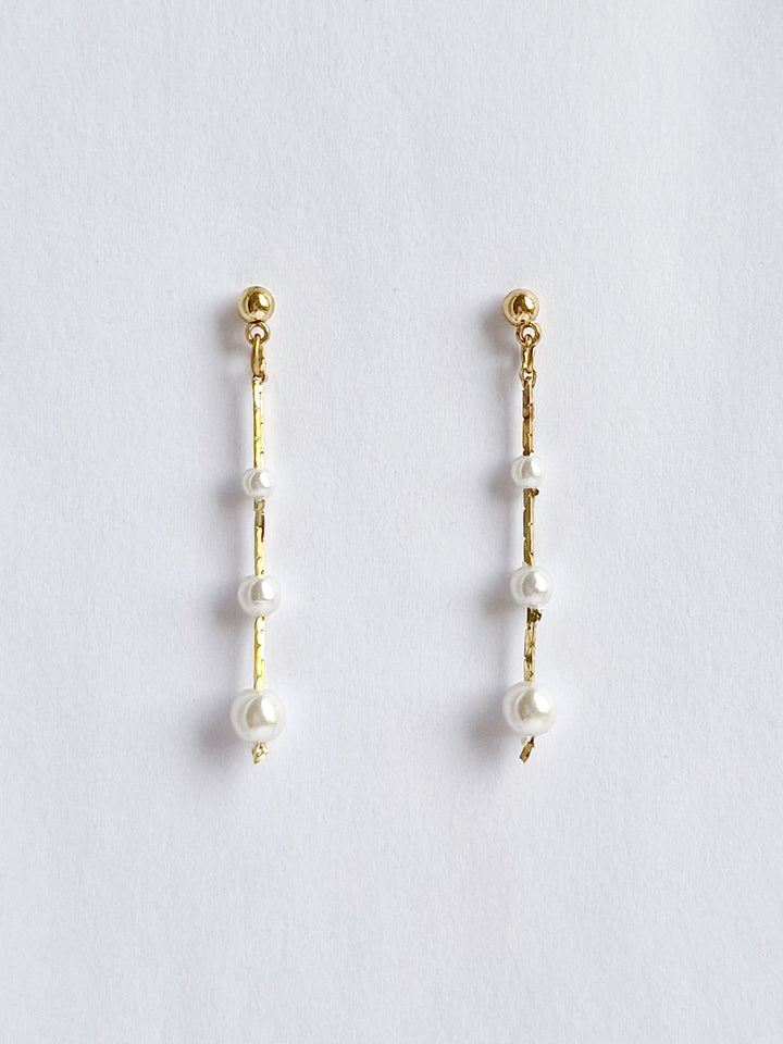 Vintage Gold Plated Drop Pearl Earrings