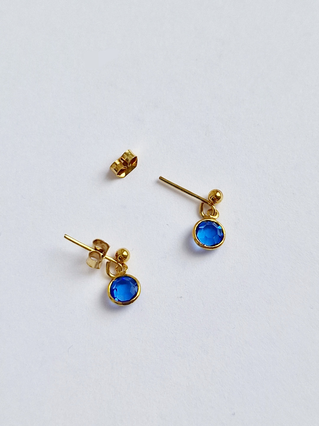 Vintage Gold Plated Blue Crystal Drop Earrings