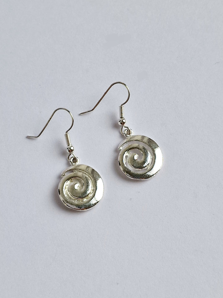 Vintage Silver Plated Round Swirl Drop Earrings