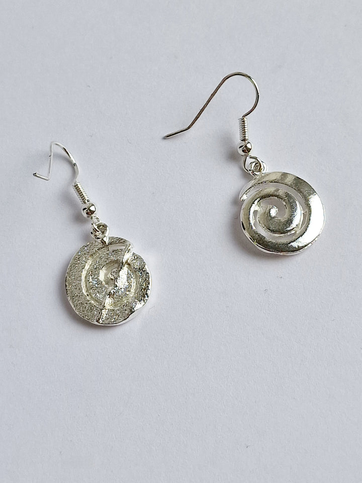 Vintage Silver Plated Round Swirl Drop Earrings