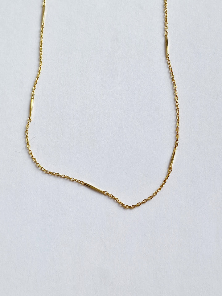 Vintage Gold Plated Dainty Chain Necklace with Bar Links