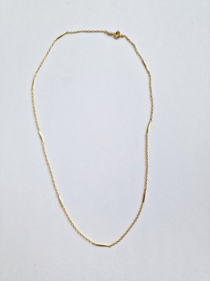 Vintage Gold Plated Dainty Chain Necklace with Bar Links