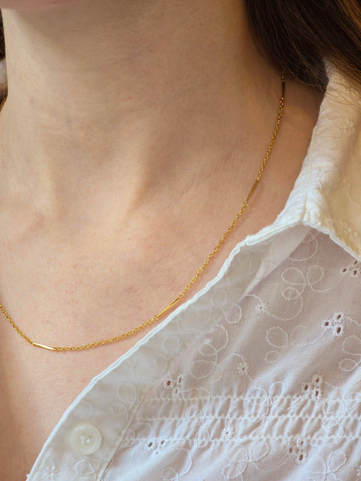 Vintage Gold Plated Dainty Chain Necklace with Bar Links