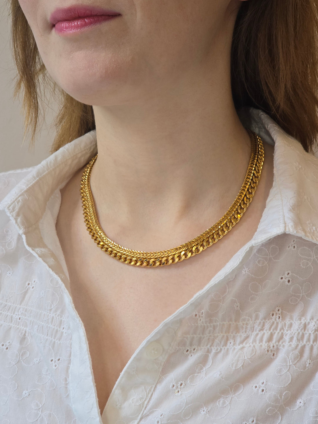 Vintage Gold Plated Chunky Statement Cable Chain Necklace