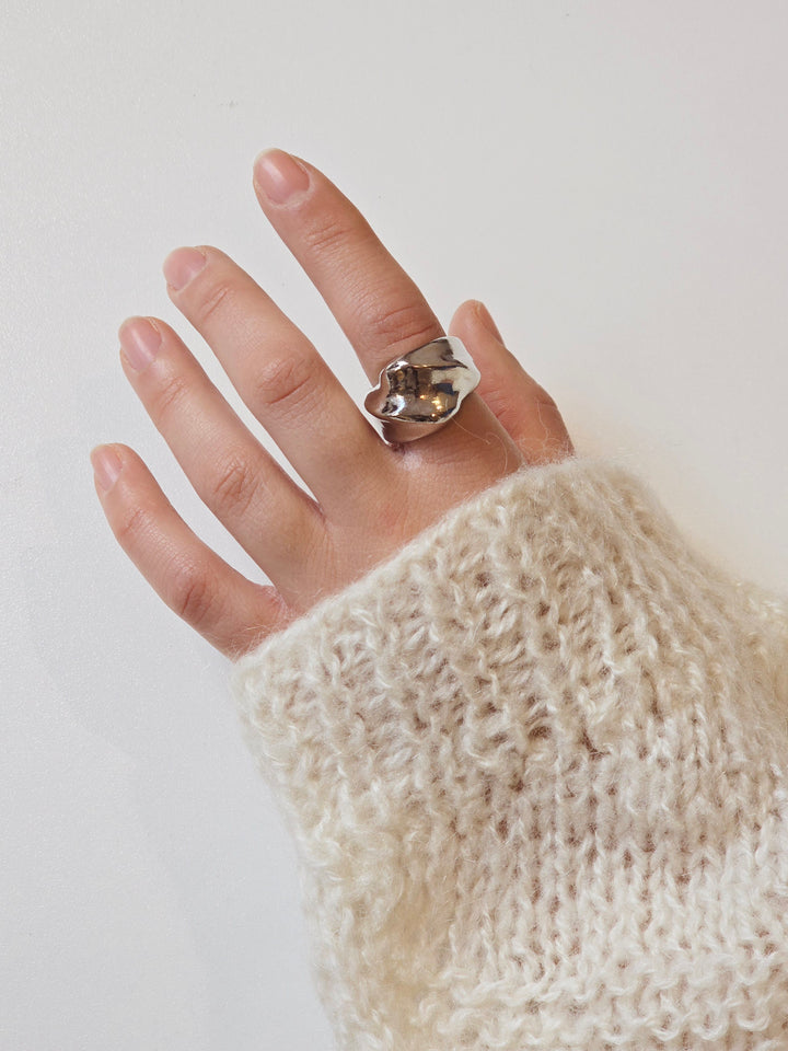 Vintage Silver Plated Chunky Textured Ring