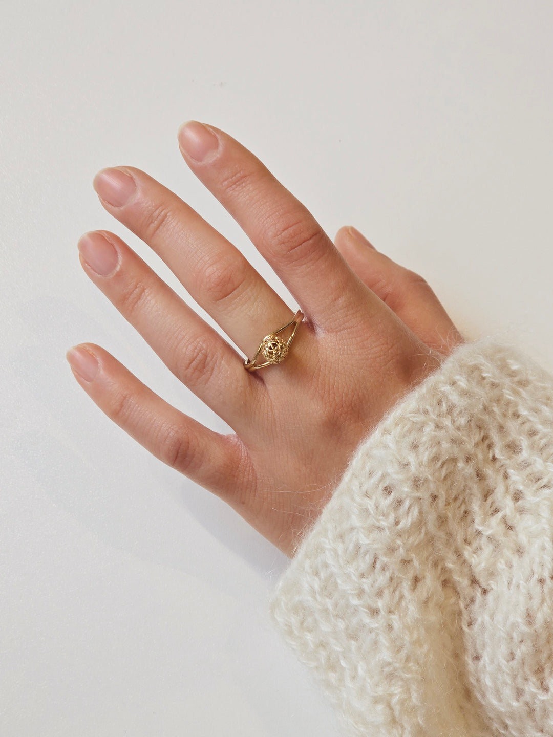 Vintage Gold Plated Ring with Raised Sphere