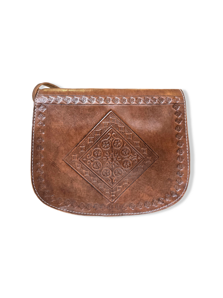 Vintage Brown Moroccan Leather Crossbody Bag