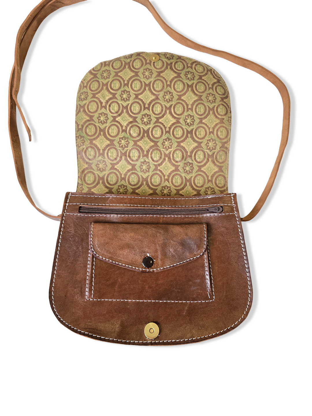 Vintage Brown Moroccan Leather Crossbody Bag