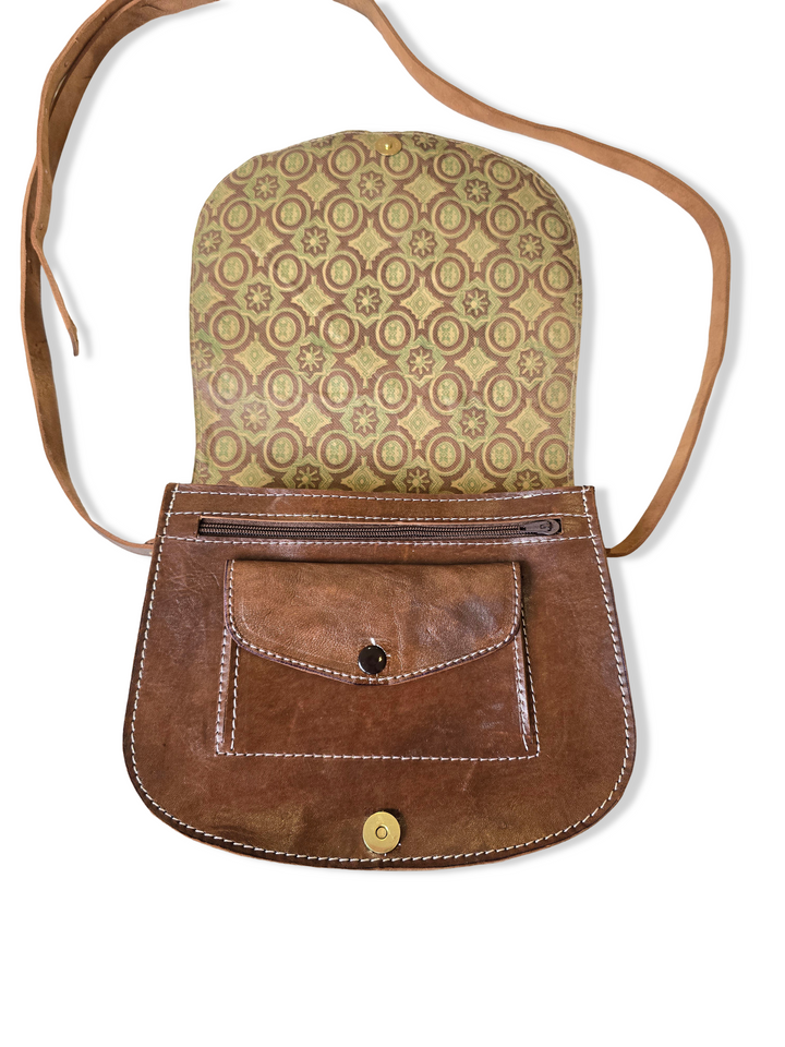 Vintage Brown Moroccan Leather Crossbody Bag
