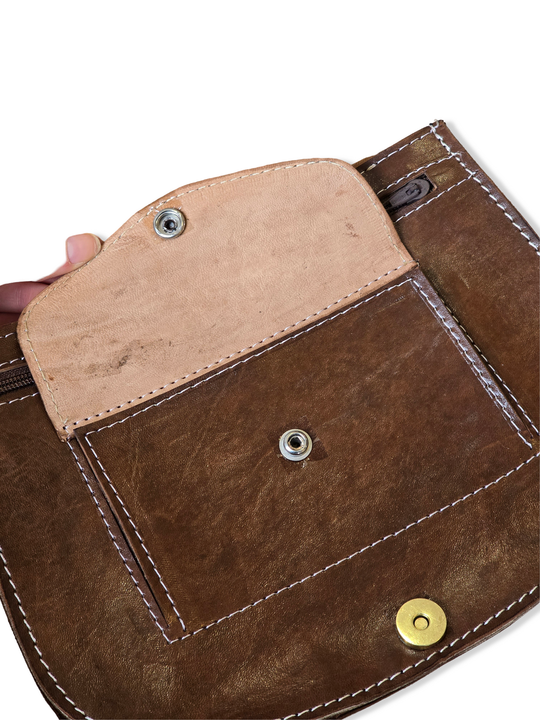 Vintage Brown Moroccan Leather Crossbody Bag