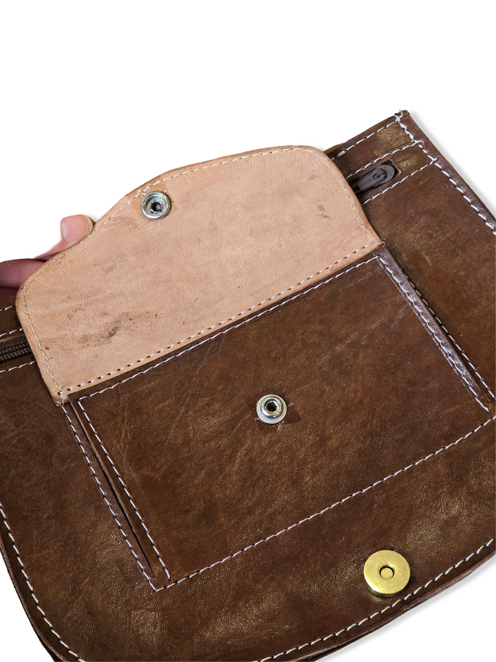 Vintage Brown Moroccan Leather Crossbody Bag