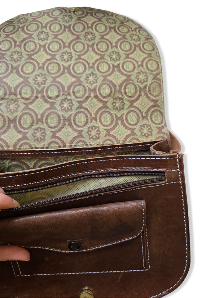 Vintage Brown Moroccan Leather Crossbody Bag
