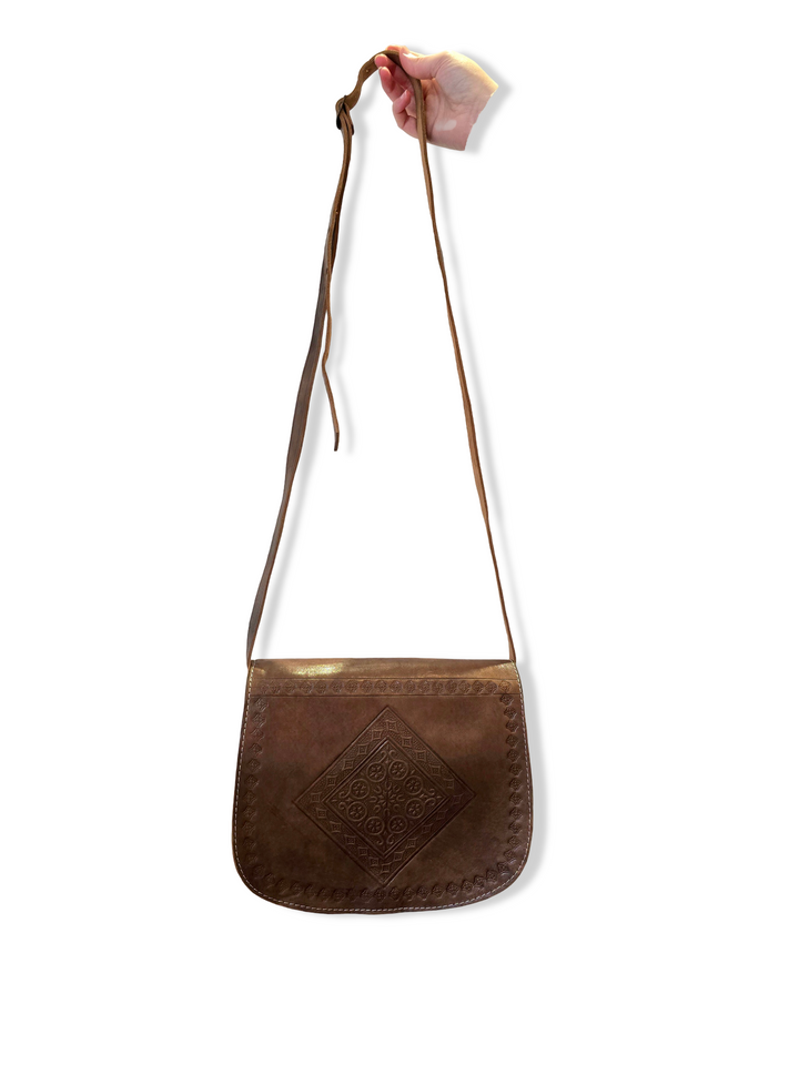 Vintage Brown Moroccan Leather Crossbody Bag