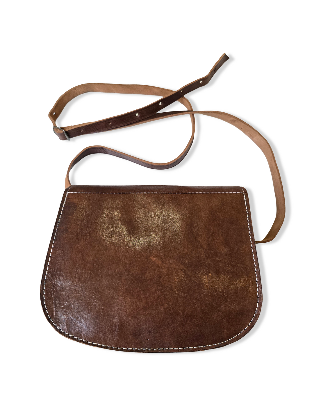 Vintage Brown Moroccan Leather Crossbody Bag
