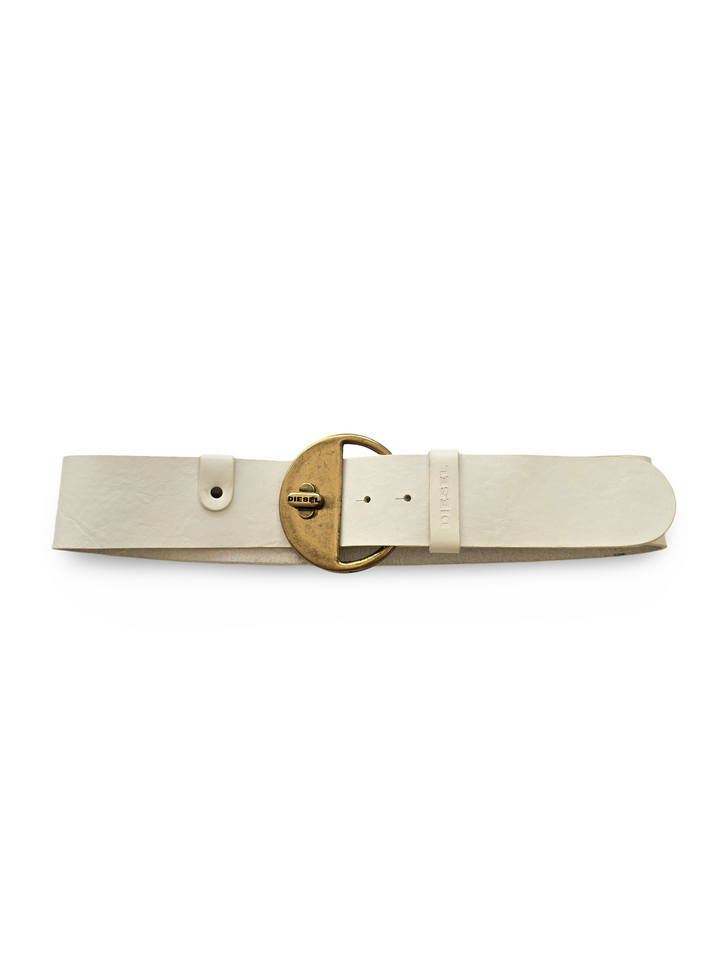 Vintage Diesel White Leather Statement Belt - W27-31