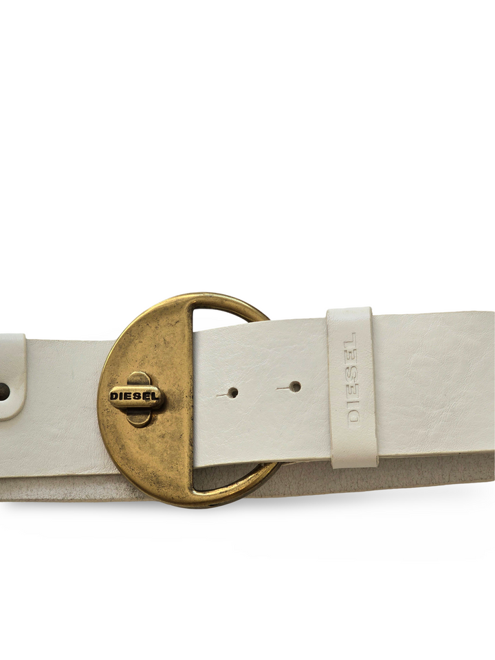 Vintage Diesel White Leather Statement Belt - W27-31