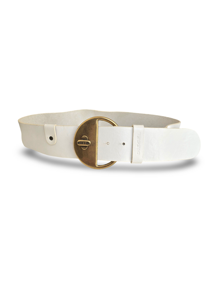 Vintage Diesel White Leather Statement Belt - W27-31