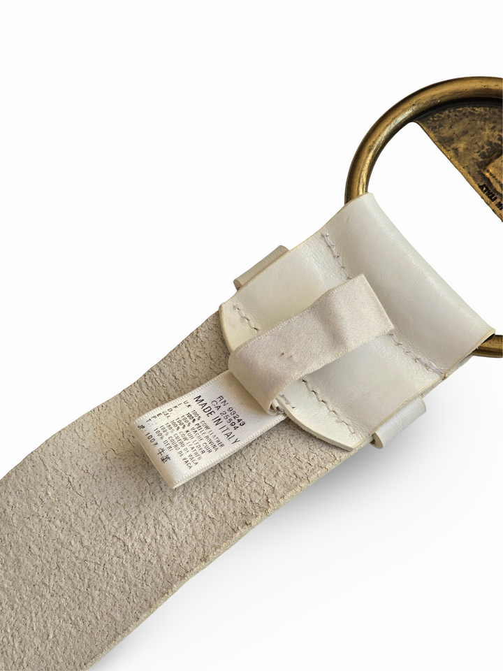 Vintage Diesel White Leather Statement Belt - W27-31