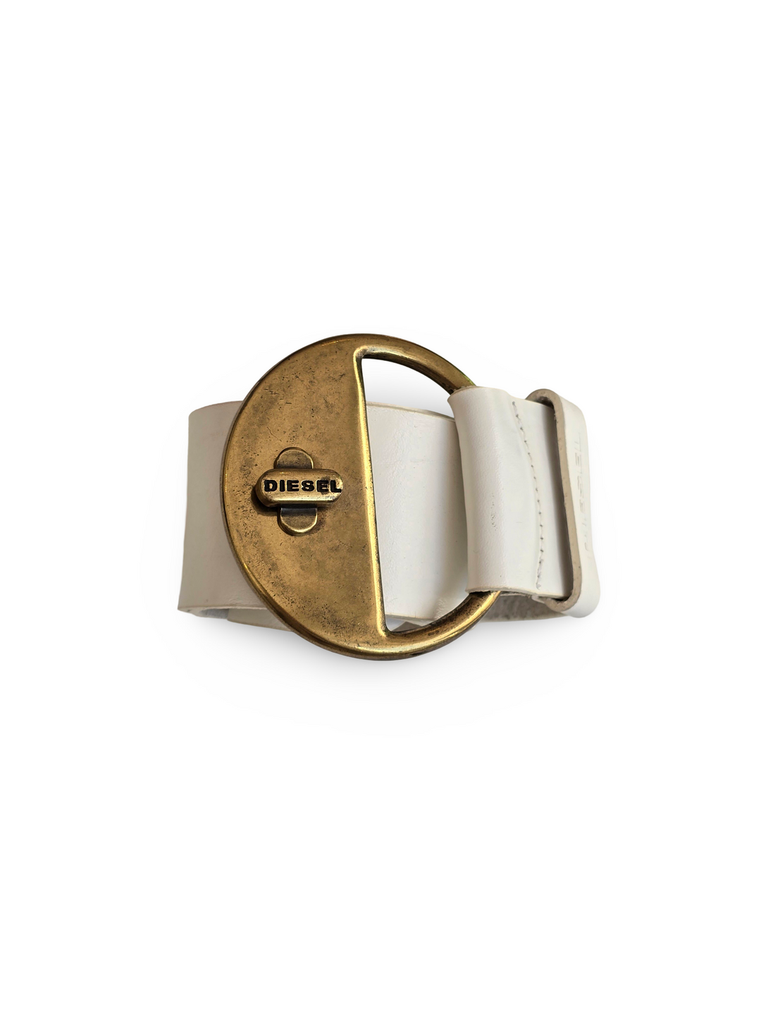 Vintage Diesel White Leather Statement Belt - W27-31
