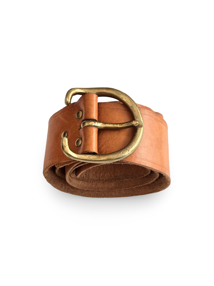 Vintage Orange Brown Leather Belt - W28-35