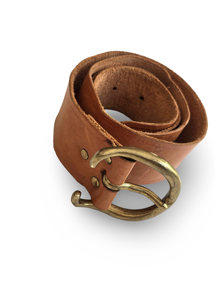 Vintage Orange Brown Leather Belt - W28-35