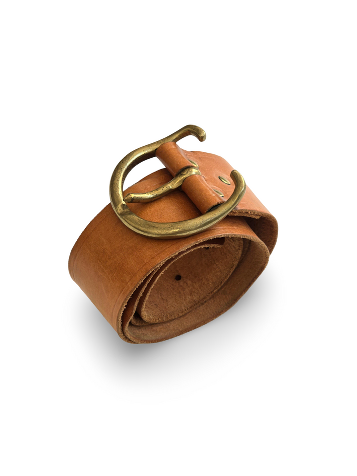 Vintage Orange Brown Leather Belt - W28-35