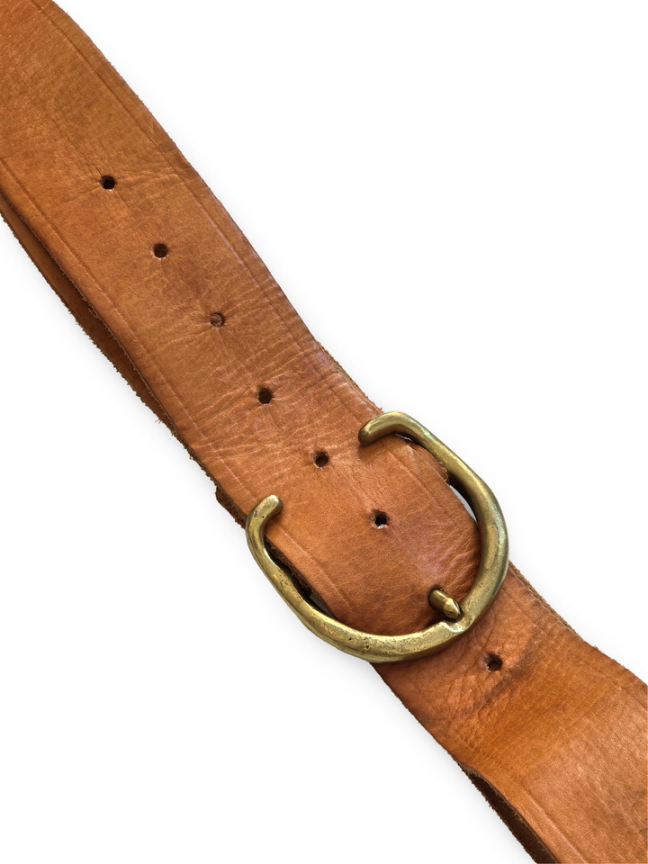 Vintage Orange Brown Leather Belt - W28-35